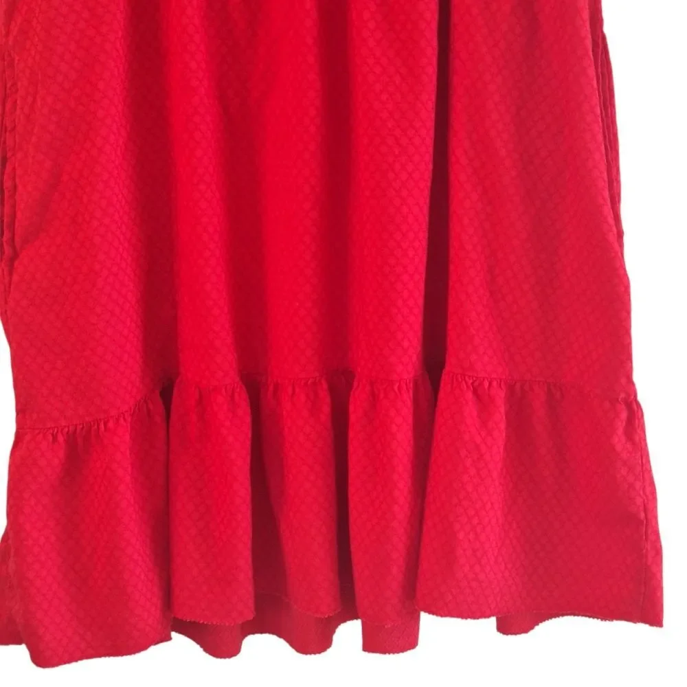 Knox Rose Dress Red Ruffle Dress with Pockets Cottagecore Relaxed Fit size Large